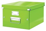 Cutie depozitare Leitz WOW Click &amp; Store, carton laminat, partial reciclat, pliabila, cu capac si maner, 28x20x37 cm, verde
