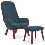 Cumpara ieftin Scaun de relaxare cu taburet, albastru, catifea