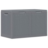 vidaXL Cutie de depozitare pentru grădină, gri, 180 L, PP ratan