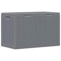 vidaXL Cutie de depozitare pentru grădină, gri, 180 L, PP ratan