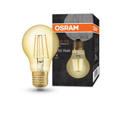 Bec LED Osram Vintage 1906 CLAS A, E27, 6.5W (50W), 650 lm, lumina calda foto