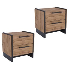 Set 2 noptiere DTD stejar wotan negru Amoni 48x36x45 cm