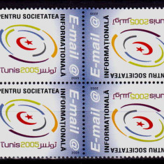 RO 2005 LP 1696a ,"Summit-ul Soc. Info. Tunis ", bloc 4,tip 1, tete-beche, MNH