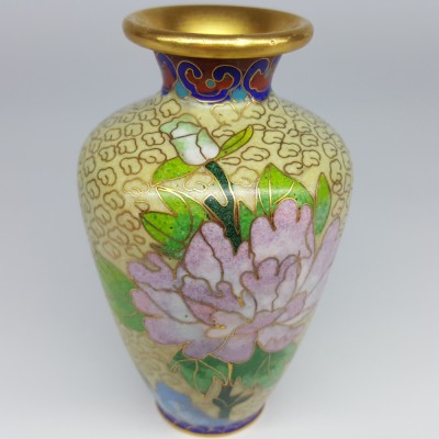 Vaza vintage bronz si email - CLOISONNE foto