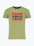 Cumpara ieftin Tricou barbati cu decolteu la baza gatului si imprimeu cu logo, Verde militar, XL, Norway