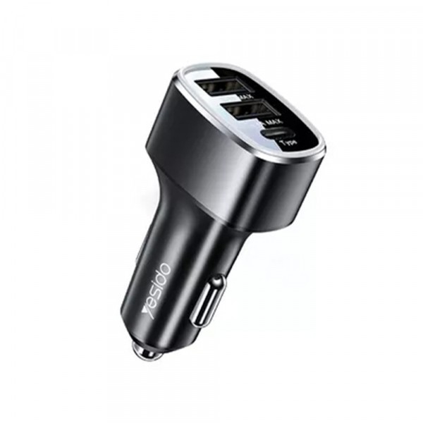 Incarcator Auto Yesido Y47, 49W, 3A, 2 x USB-A - 1 x USB-C, Negru