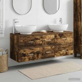 Cumpara ieftin Set dulap baie 3 buc. Stejar fumuriu 129 x 44,5 x 80 cm