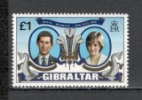 Gibraltar.1981 Nunta regala printul Charles si Lady Diana SG.11, Nestampilat