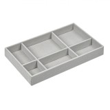 Organizator Bijuterii, 6 Compartimente, Suede, Gri, 21x12.5x3cm, Oem