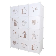 Dulap modular pentru copii alb maro Kitaro 107x47x142 cm