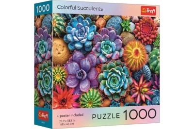 Puzzle trefl 1000 suculente colorate cu poster inclus foto