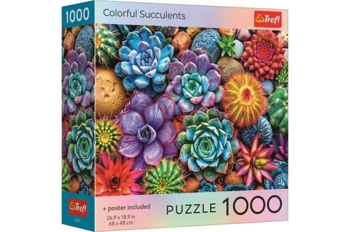 Puzzle trefl 1000 suculente colorate cu poster inclus