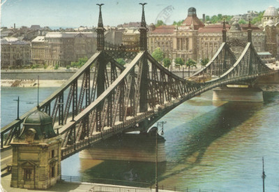 *Ungaria, poduri (2), Budapesta, c.p.i., circulata, 1966 foto