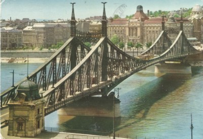 *Ungaria, poduri (2), Budapesta, c.p.i., circulata, 1966 foto