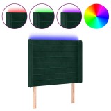 Cumpara ieftin Tablie de pat cu LED, verde inchis, 83x16x118/128 cm, catifea