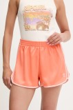 Adidas Originals pantaloni scurți 3-Stripes culoarea portocaliu, uni, high waist, JD3122