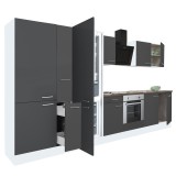 Bloc Bucatarie Modular Yorki 360 Leziter 360cm Alb Antracit cuptor si frigider inferior