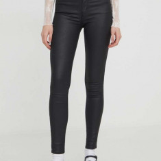 Abercrombie & Fitch pantaloni femei, culoarea negru, mulata, high waist