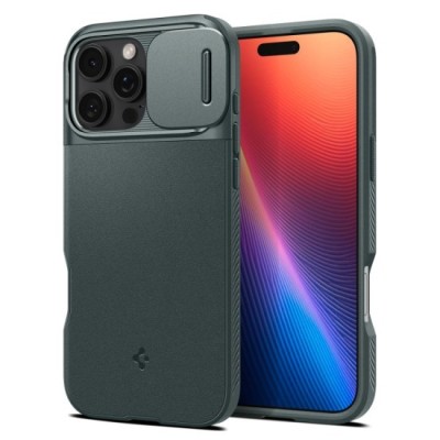Husa iPhone 16 Pro Max - Spigen Optik Armor MagSafe - Abyss Green foto