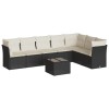 Set mobilier de gradina cu perne, 8 piese, negru, poliratan
