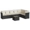 Set mobilier de gradina cu perne, 8 piese, negru, poliratan