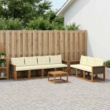 Cumpara ieftin Set de canapele de exterior 8 buc. 7-Locuri Natural si Crem