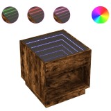 Cumpara ieftin Noptiera cu LED infinity, stejar fumuriu, 50x50x50 cm