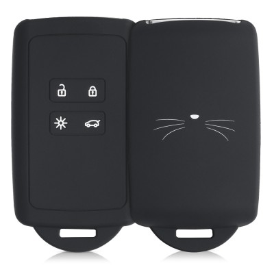 Husa Cheie Auto pentru Renault / Dacia - 4 Butoane - Keyless Go, kwmobile, Silicon, Negru, 49769.21 foto