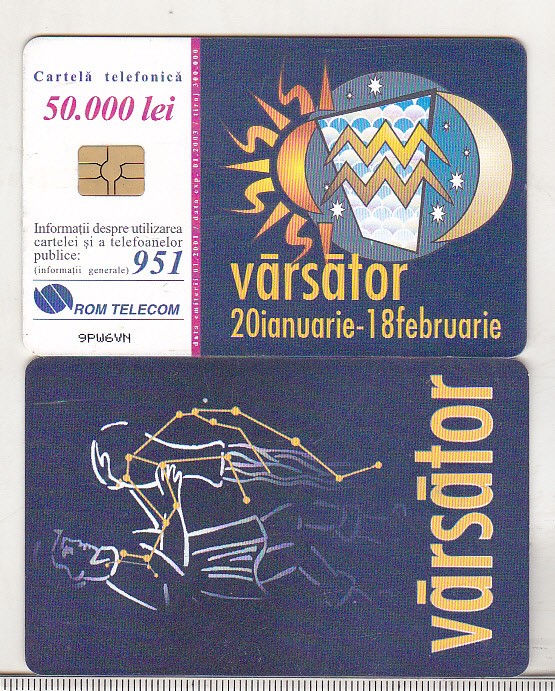 bnk card Cartela telefonica 2001 - Zodiac Varsator - RO-ROM-0088B