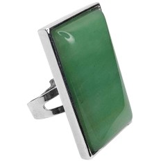 Inel Aventurin, piatra prosperității formă dreptunghiulară 3 cm verde, reglabil