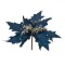Floare Decorativă Crăciun, Albastru, Petale Catifelate cu Glitter Bej șampanie, 30 cm, Poliester