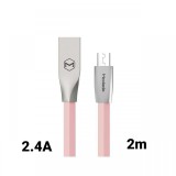 Cablu MicroUSB Mcdodo Zn-Link Silver Pink (2m, 2.4A max)