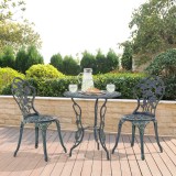 Set bistro gradina DinaV masa rotunda si 2 scaune verde [casa.pro] HausGarden Leisure