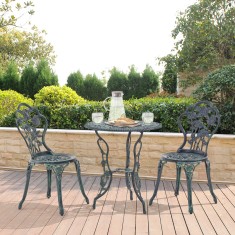 Set bistro gradina DinaV masa rotunda si 2 scaune verde [casa.pro] HausGarden Leisure