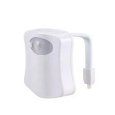 Lampa LED pentru toaleta, senzor miscare/lumina, cu 8 culori, din plastic, alb foto