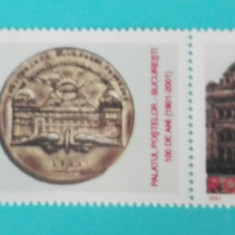 TIMBRE ROMANIA 2001 L.P.1575 100 ANI PALATUL POSTELOR BUCURESTI MNH