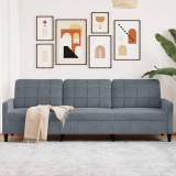 VidaXL Canapea cu 3 locuri, gri &icirc;nchis, 210 cm, material catifea