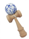Cumpara ieftin Kendama profesionala, Bila din lemn, Albastru floral, 45KD