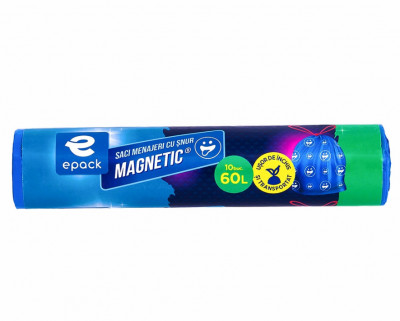 Saci menajeri HDPE Snur Albastru MAGNETIC 60L 10 BUC foto