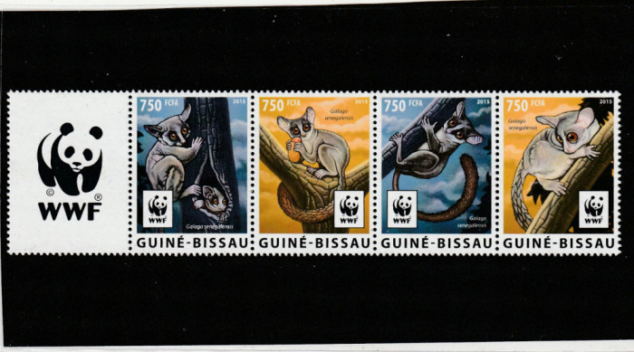 Guinea Bissau 2015-WWF,Fauna,Galago do Senegal,serie 4 val.,MNH,Mi.8278-8281