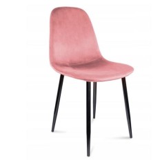 Scaun tip scandinav, velur, model cusatura pe spate, roz si negru, max 100 kg, 44x52x85 cm, Vigo foto