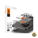 Folie de protectie Camera spate Spigen EZ FIT pentru Apple iPhone 16 Pro Max / 16 Pro / 15 Pro / Pro Max Sticla Securizata Set 2 bucati Neagra