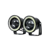 Set 2 x proiectoare auto LED, Angel Eyes, 76mm, 6000K, 12V, Universal