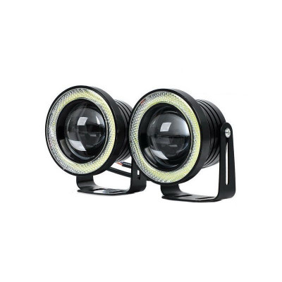 Set 2 x proiectoare auto LED, Angel Eyes, 76mm, 6000K, 12V foto