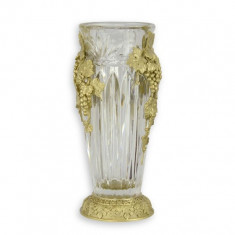 Vaza din cristal cu decoratiuni din bronz cu struguri JK-57