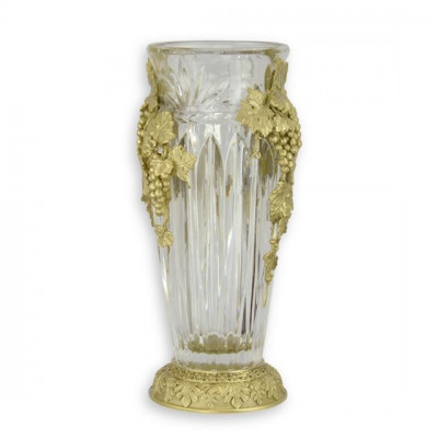 Vaza din cristal cu decoratiuni din bronz cu struguri JK-57 foto
