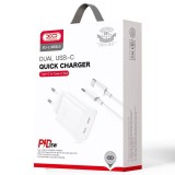 Cumpara ieftin &Icirc;ncărcător Rețea XO L105 cu Cablu USB-C, 35W, 2xUSB-C PD - &Icirc;ncărcare Rapidă pentru Telefon
