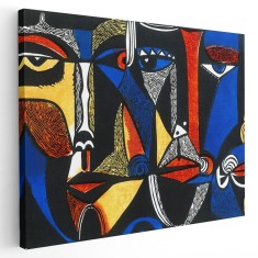 Tablou pictura portrete in stil cubism, albastru, negru 1437 Tablou canvas pe panza 60x80 cm foto