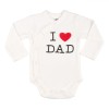 Body Bebeluș Bumbac Maneca Lunga I Love Dad Alb/Roșu 0-6 Luni