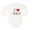 Body Bebeluș, Model I Love Dad, Maneca Lunga, Culoare Alb, Material Bumbac, Inimă Roșie